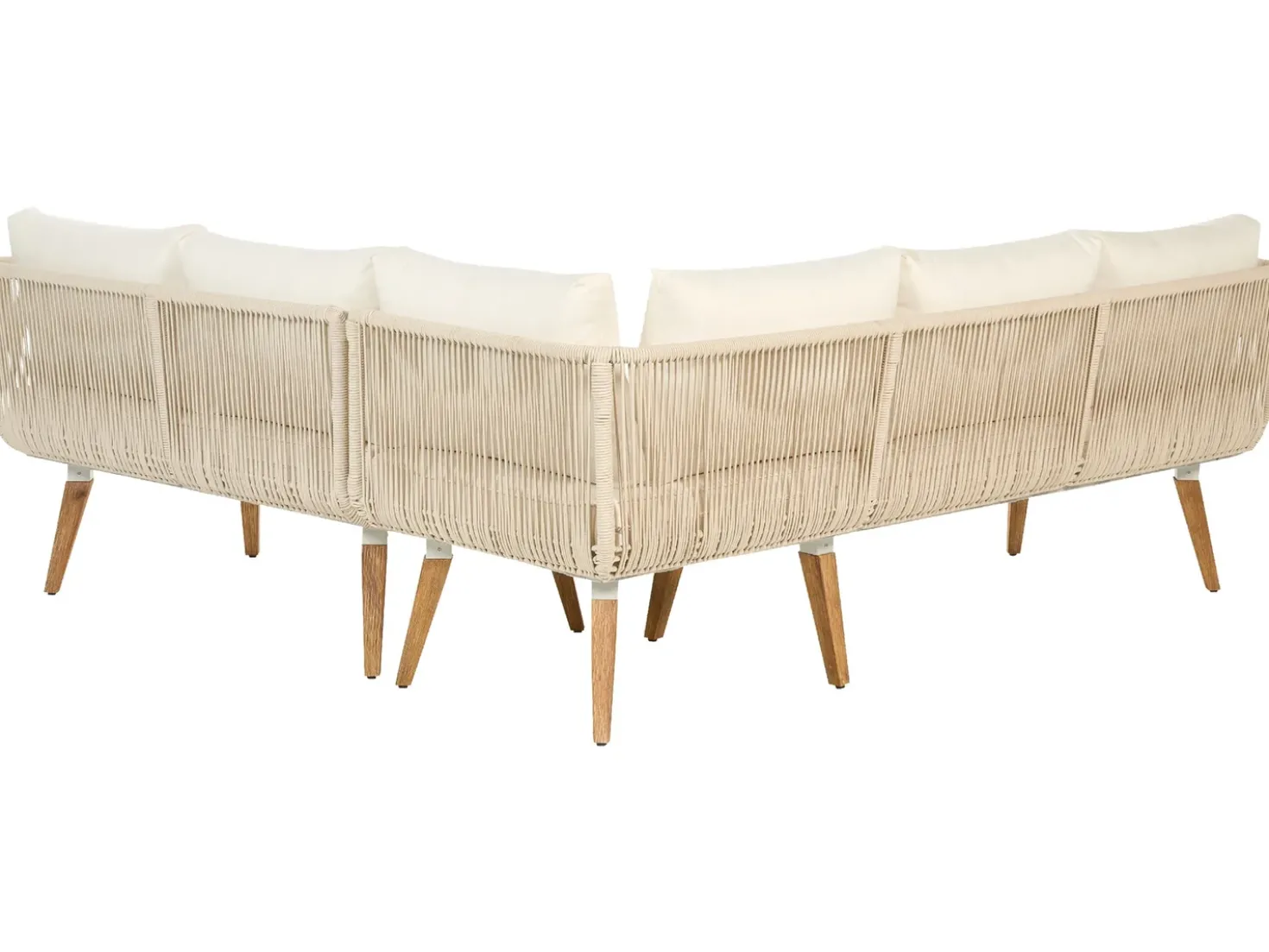 Set di divani angolari da giardino 5 posti ALCAMO Lato Sinistro Legno d'acacia Beige chiaro