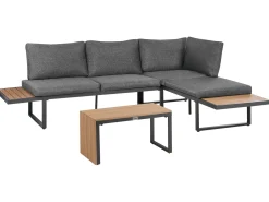 Set di divani angolari da giardino 4 posti PIENZA Lato Sinistro Marrone chiaro/Grigio