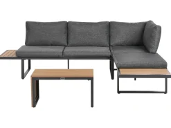 Set di divani angolari da giardino 4 posti PIENZA Lato Sinistro Marrone chiaro/Grigio