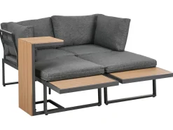Set di divani angolari da giardino 4 posti PIENZA Lato Sinistro Marrone chiaro/Grigio