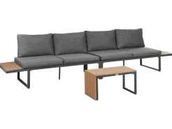Set di divani angolari da giardino 4 posti PIENZA Lato Sinistro Marrone chiaro/Grigio