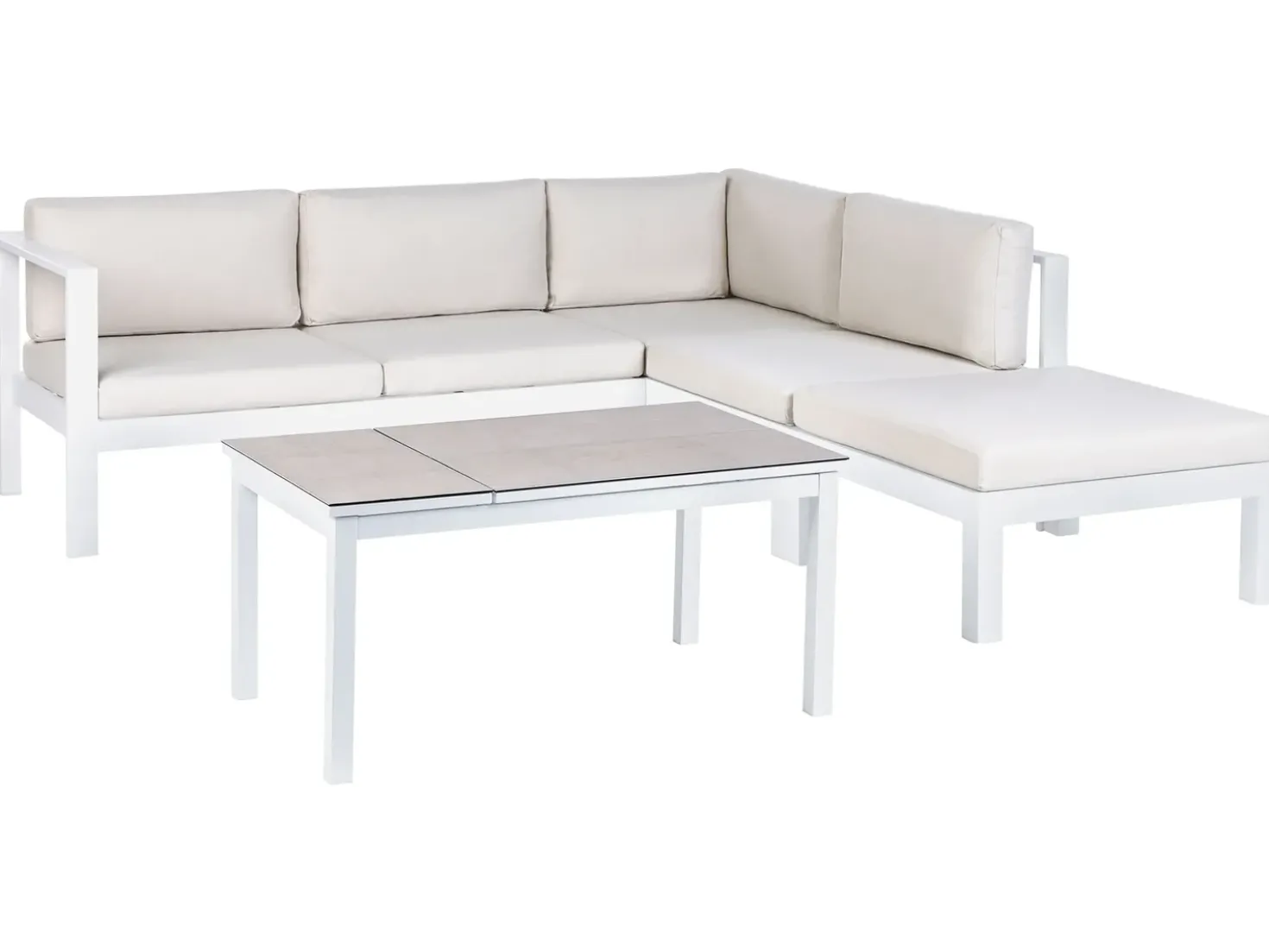 Set di divani angolari da giardino 5 posti MESSINA Lato Sinistro Metallo Bianco sporco