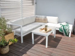 Set di divani angolari da giardino 5 posti MESSINA Lato Sinistro Metallo Bianco sporco