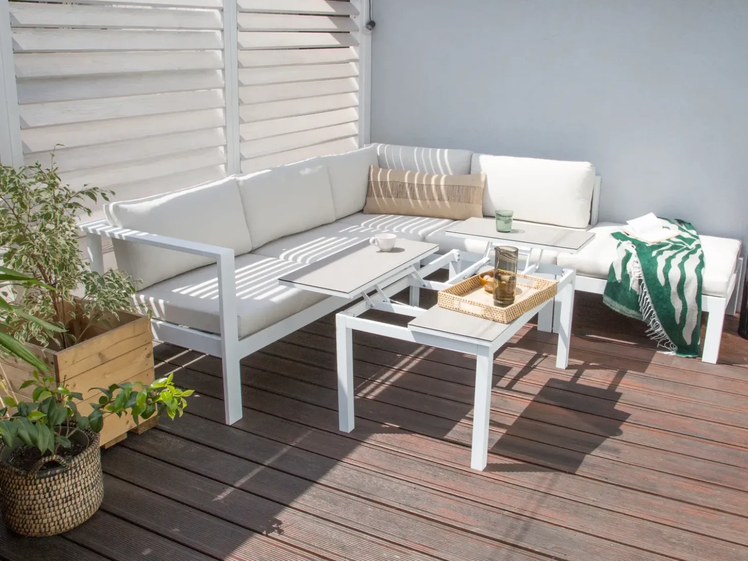Set di divani angolari da giardino 5 posti MESSINA Lato Sinistro Metallo Bianco sporco