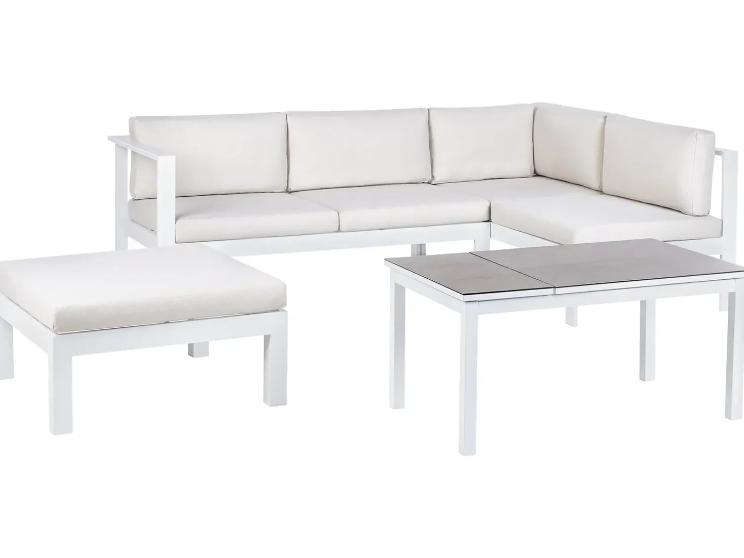 Set di divani angolari da giardino 5 posti MESSINA Lato Sinistro Metallo Bianco sporco