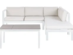 Set di divani angolari da giardino 5 posti MESSINA Lato Sinistro Metallo Bianco sporco