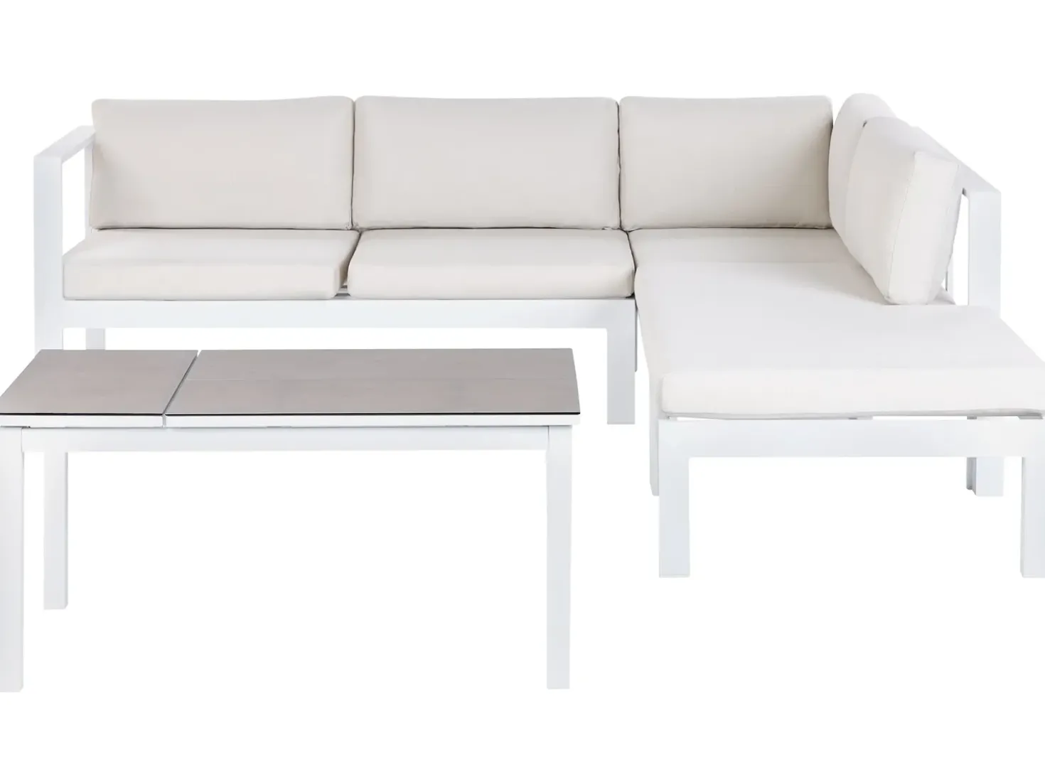 Set di divani angolari da giardino 5 posti MESSINA Lato Sinistro Metallo Bianco sporco