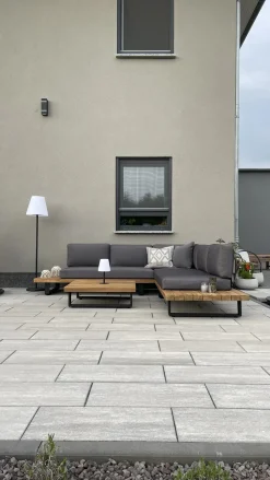 Set di divani angolari da giardino 5 posti MYKONOS Lato destro Legno di acacia certificato Grigio scuro