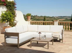 Set di divani angolari da giardino 5 posti SAMPIERI Lato Sinistro Metallo Marrone