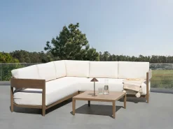 Set di divani angolari da giardino 5 posti SAMPIERI Lato Sinistro Metallo Marrone