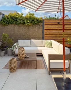 Set di divani angolari da giardino 5 posti SAMPIERI Lato Sinistro Metallo Marrone
