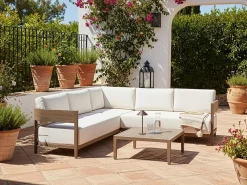 Set di divani angolari da giardino 5 posti SAMPIERI Lato Sinistro Metallo Marrone
