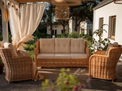 Set di divani da giardino 5 posti ALESSANO Rattan Naturale