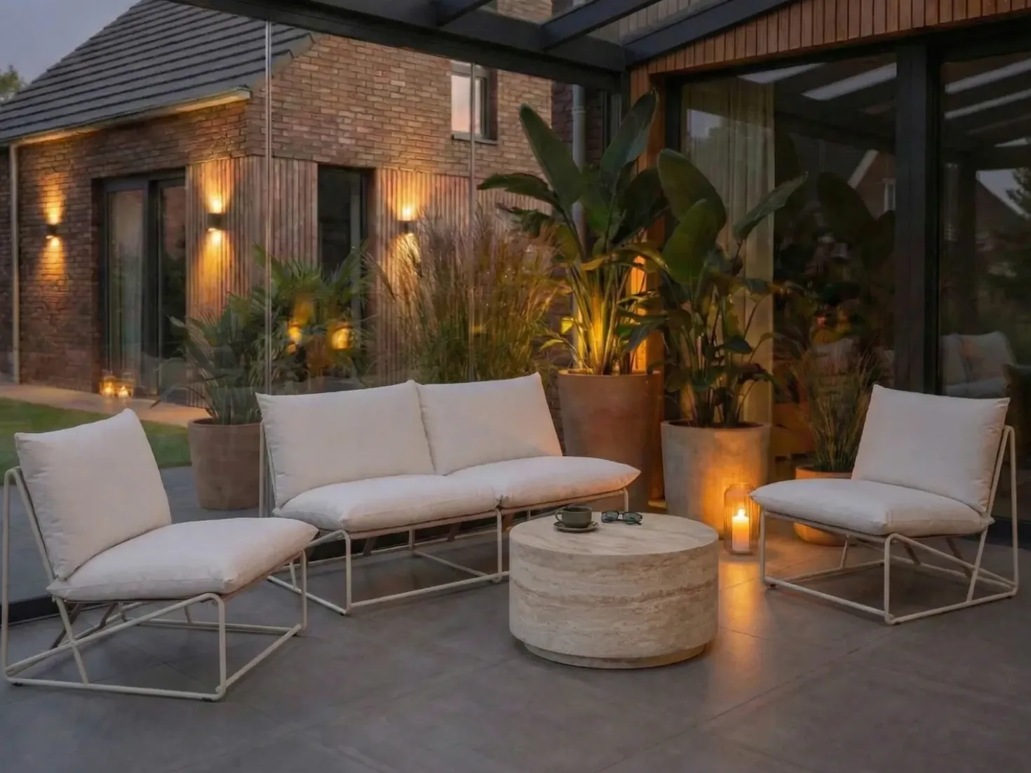 Set di divani da giardino 4 posti PICO Metallo Beige chiaro