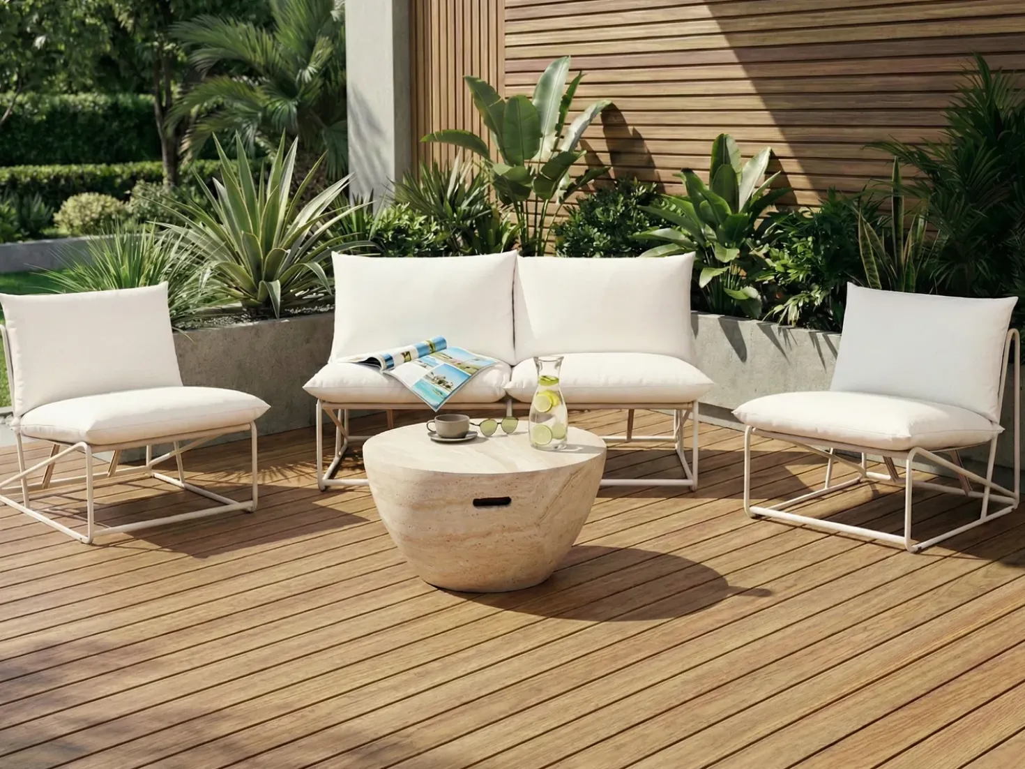 Set di divani da giardino 4 posti PICO Metallo Beige chiaro