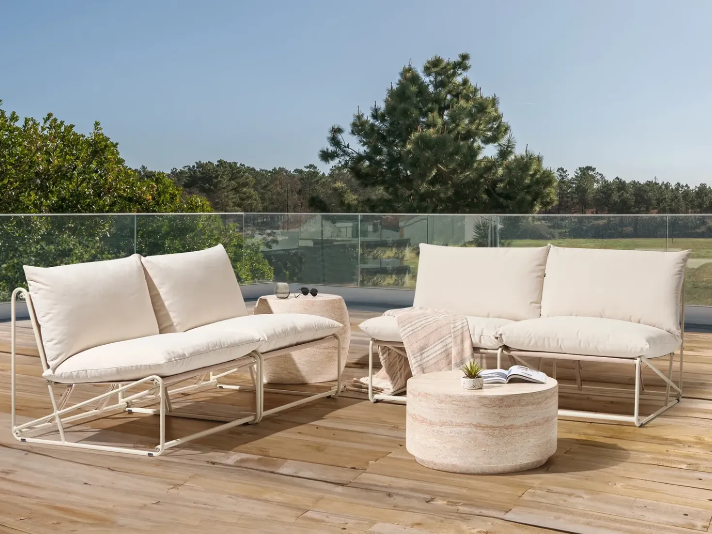 Set di divani da giardino 4 posti PICO Metallo Beige chiaro