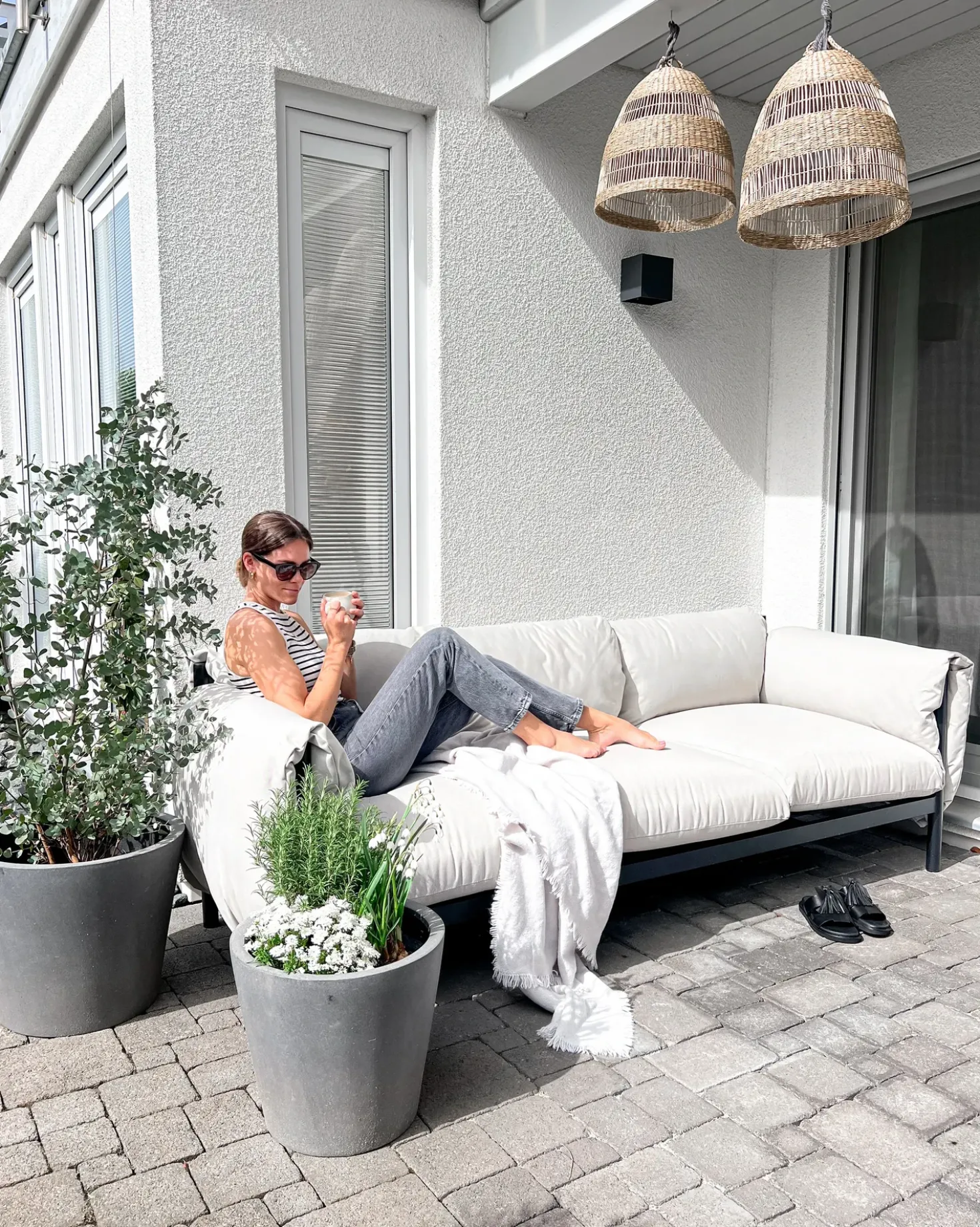 Set di divani da giardino 5 posti ESPERIA Metallo Grigio