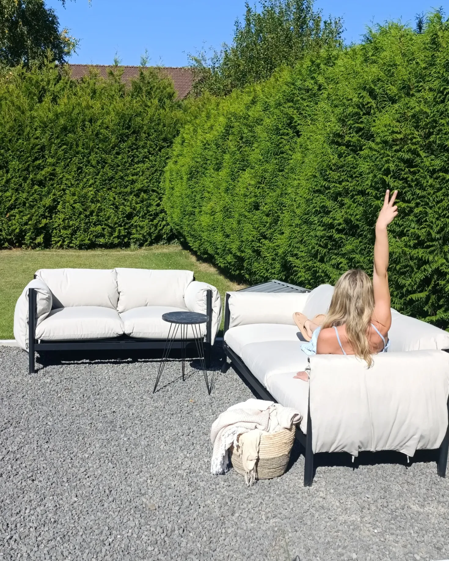 Set di divani da giardino 5 posti ESPERIA Metallo Grigio