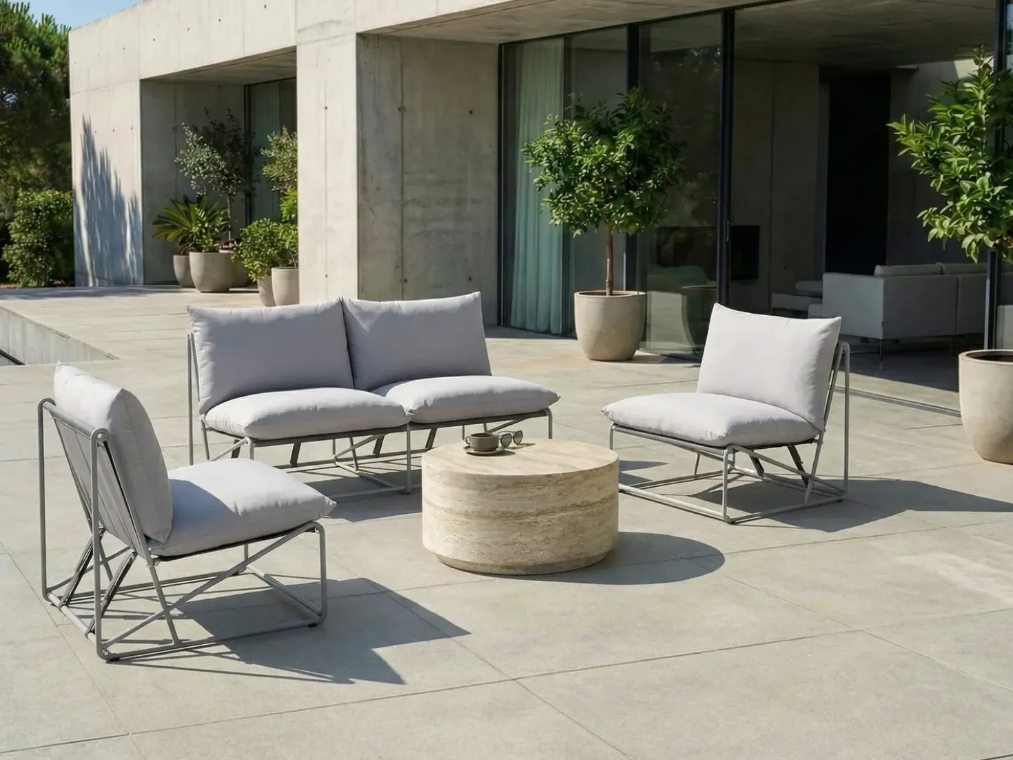 Set di divani da giardino 4 posti PICO Metallo Grigio