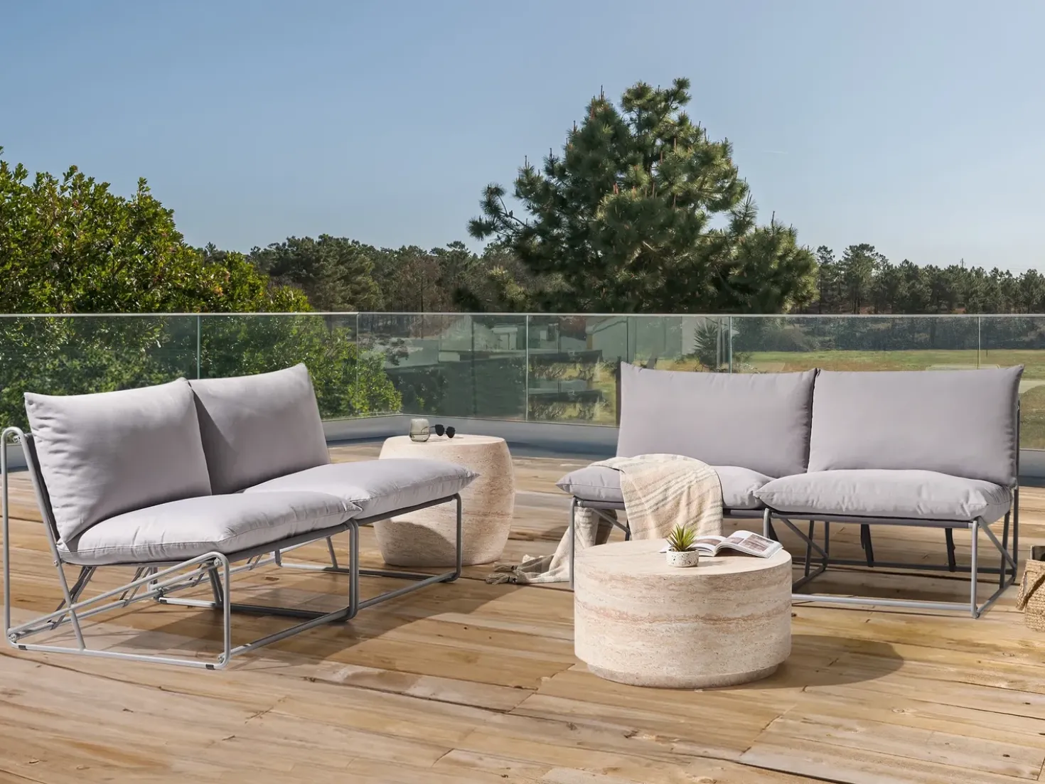 Set di divani da giardino 4 posti PICO Metallo Grigio