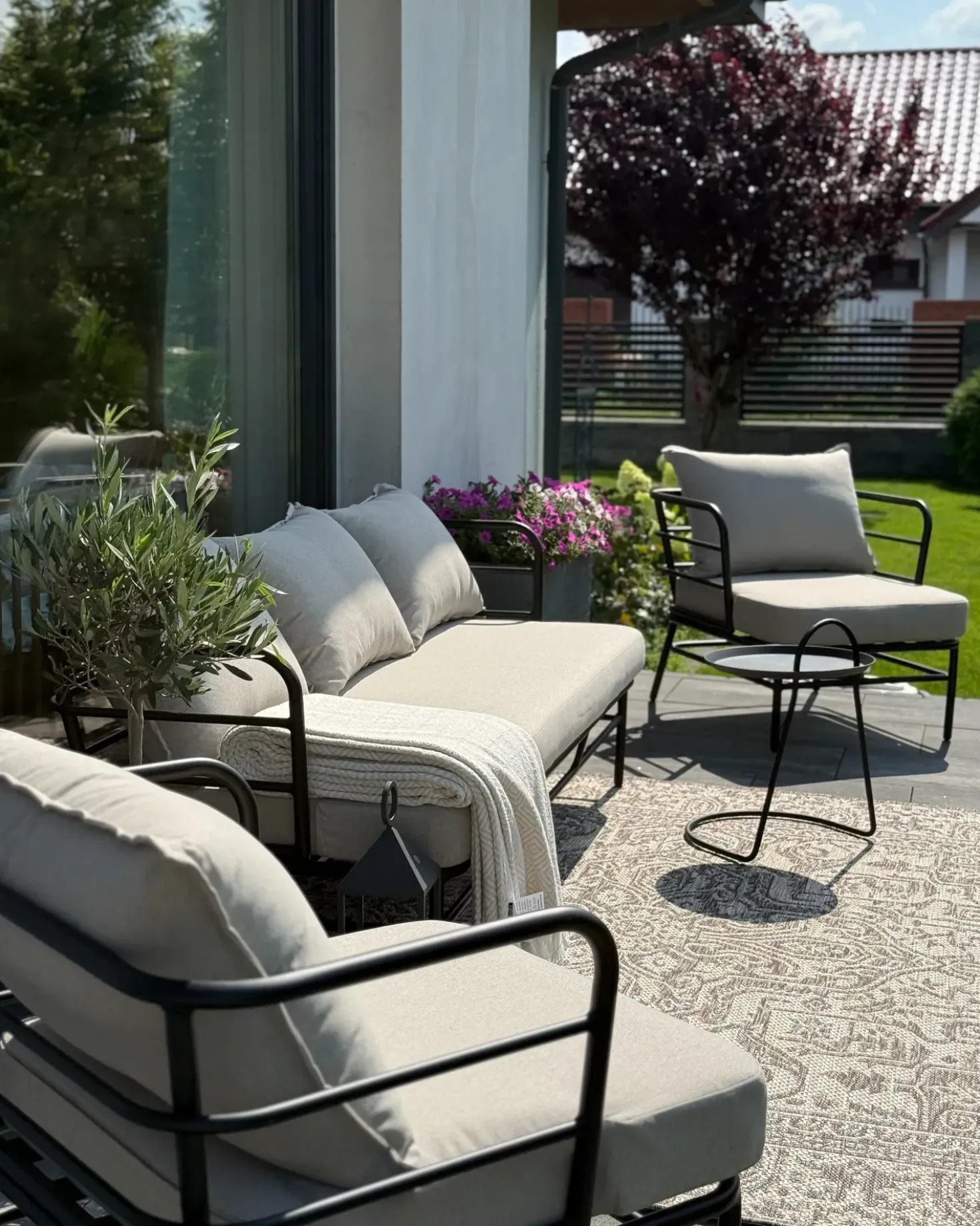 Set di divani da giardino 5 posti PONZONE Metallo Beige chiaro