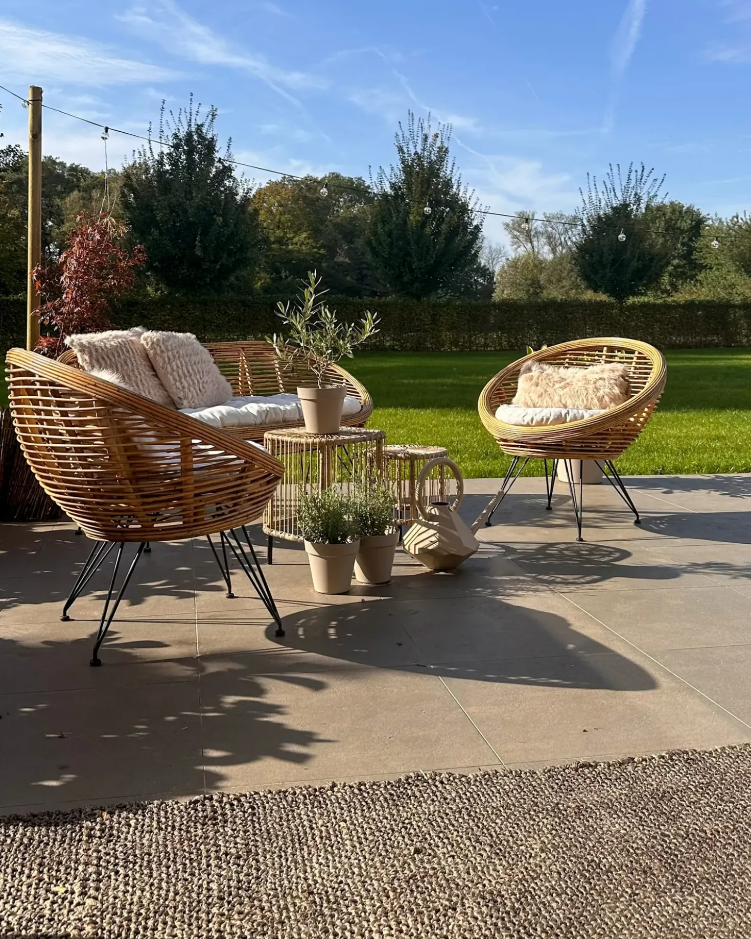 Set di divani da giardino 4 posti MARATEA Rattan Naturale