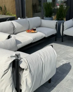 Set di divani da giardino 5 posti ESPERIA Metallo Grigio
