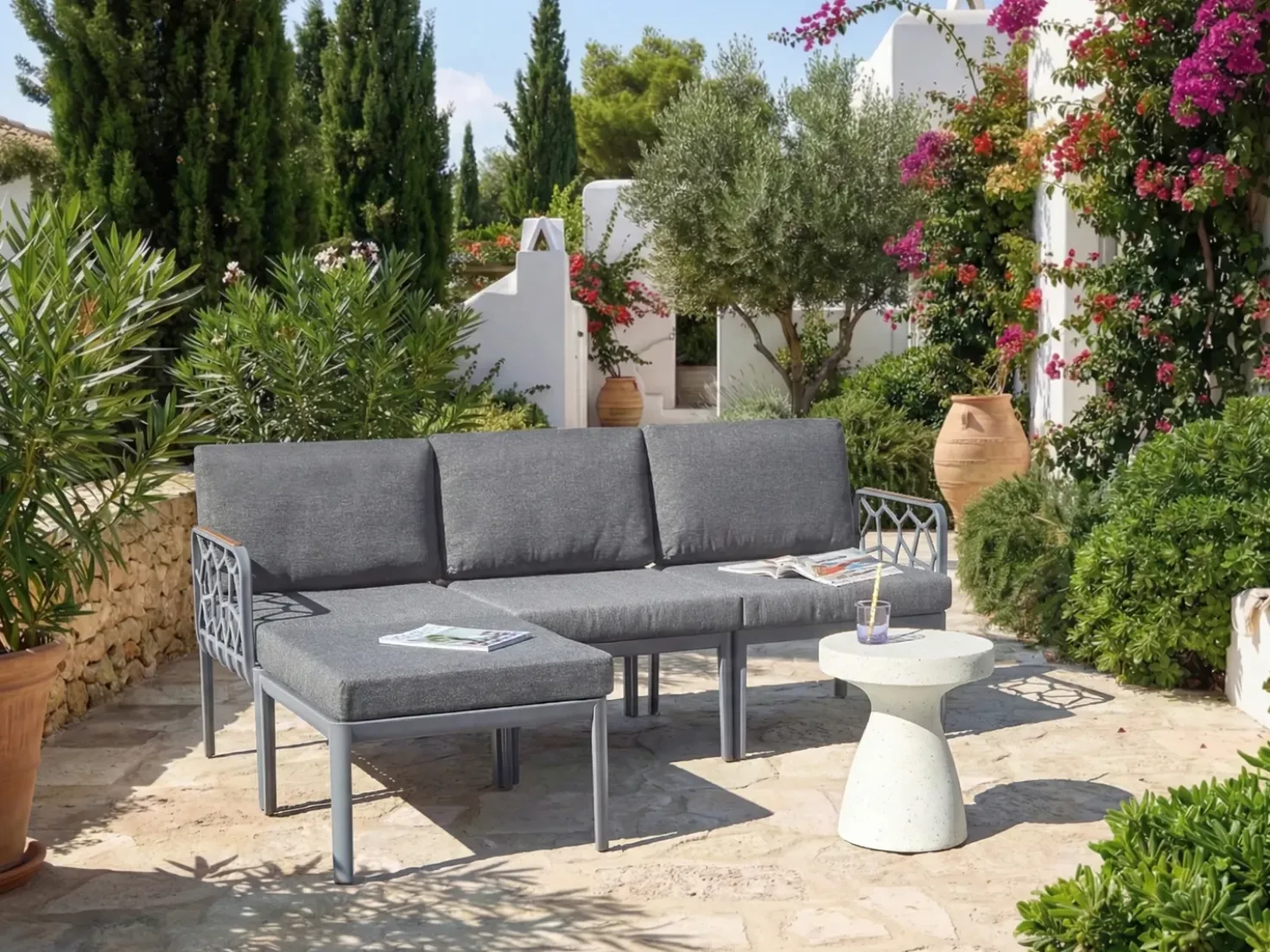 Set di divani da giardino 4 posti ERICHE Grigio scuro