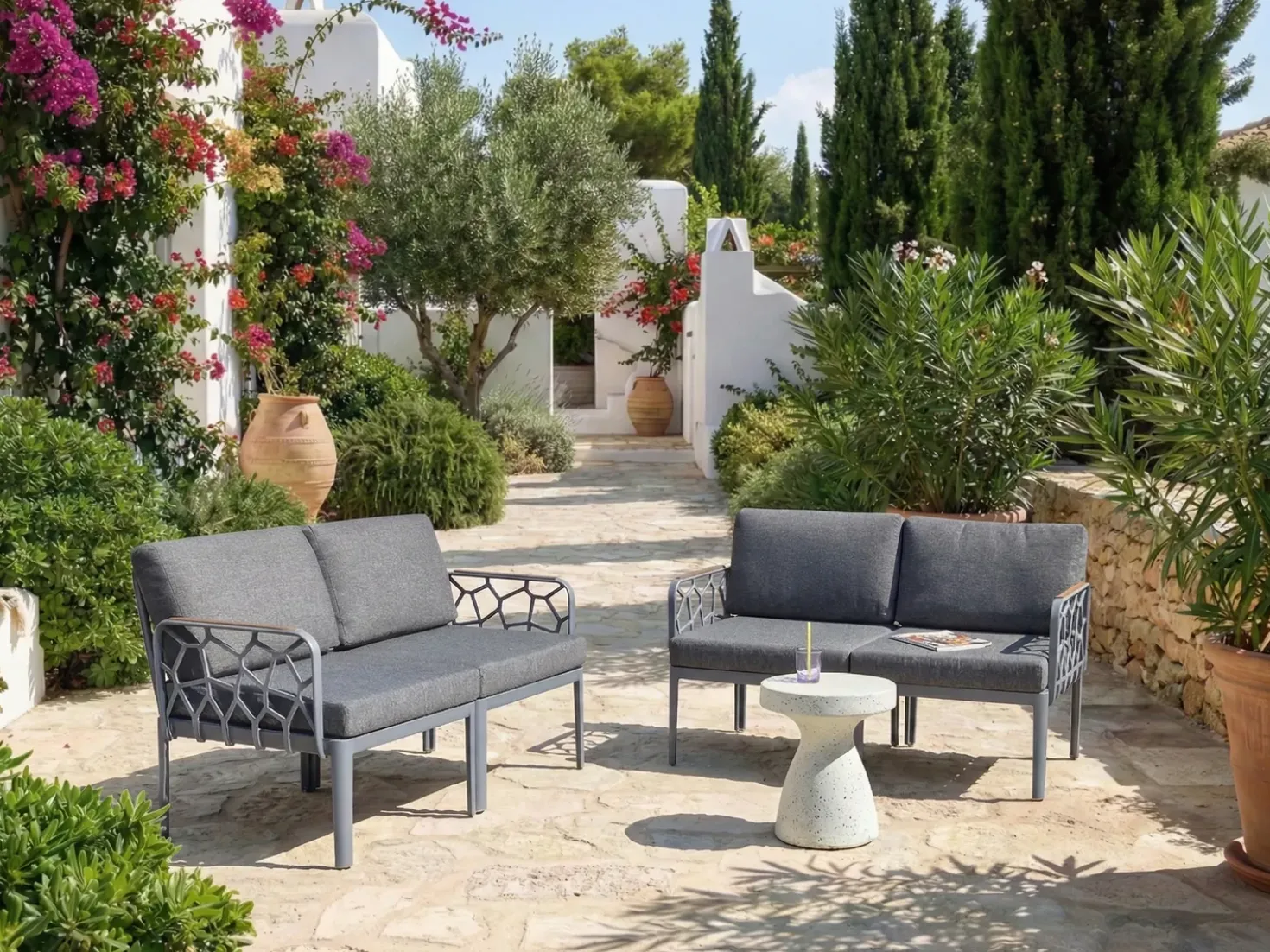 Set di divani da giardino 4 posti ERICHE Grigio scuro