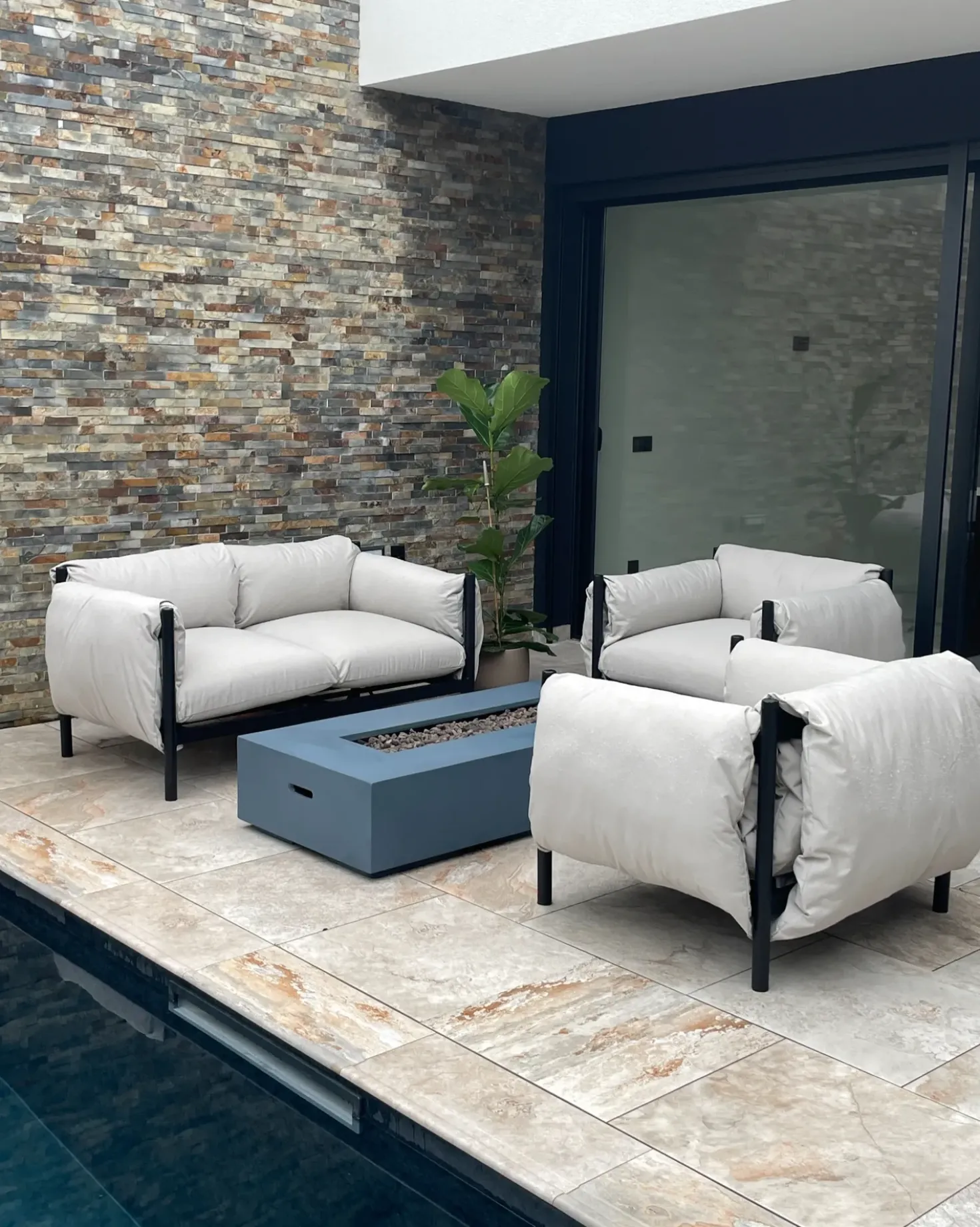Set di divani da giardino 4 posti ESPERIA Metallo Grigio