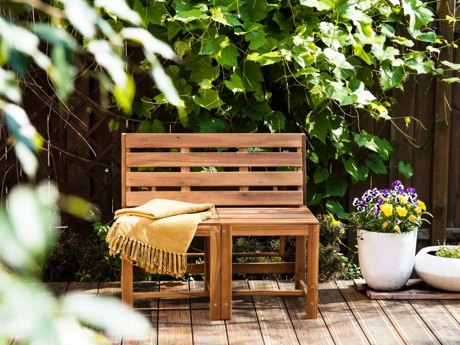 Set di panche da giardino bistrot convertibili TUENNO Legno d'acacia Marrone