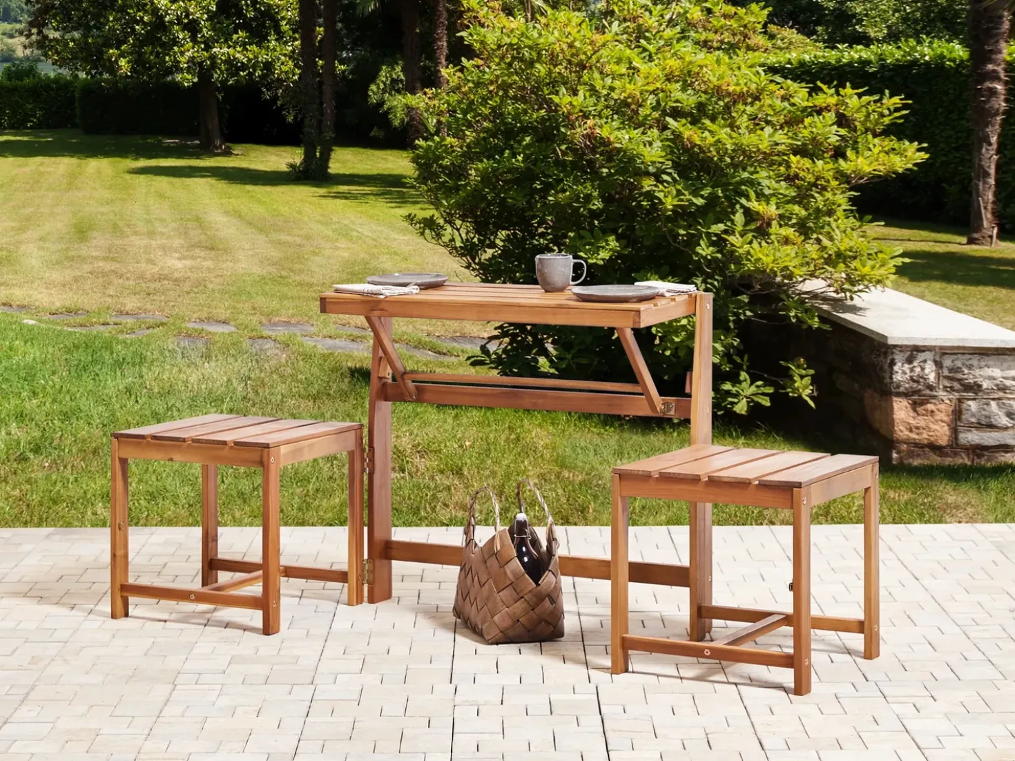Set di panche da giardino bistrot convertibili TUENNO Legno d'acacia Marrone