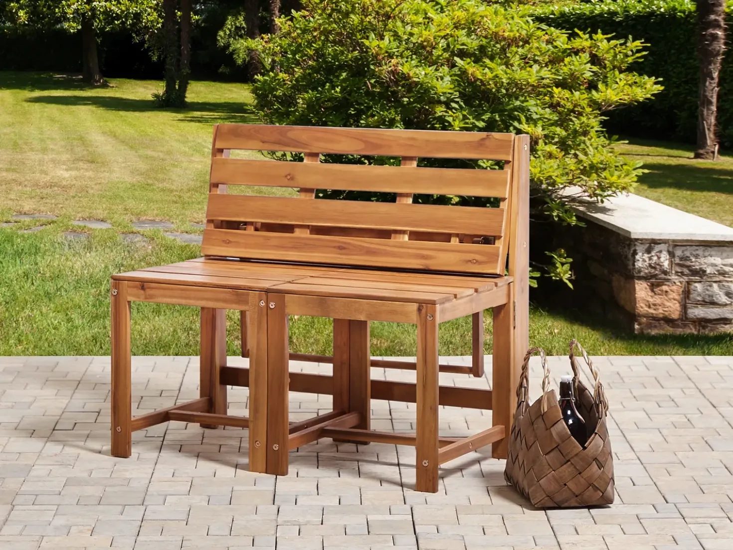 Set di panche da giardino bistrot convertibili TUENNO Legno d'acacia Marrone