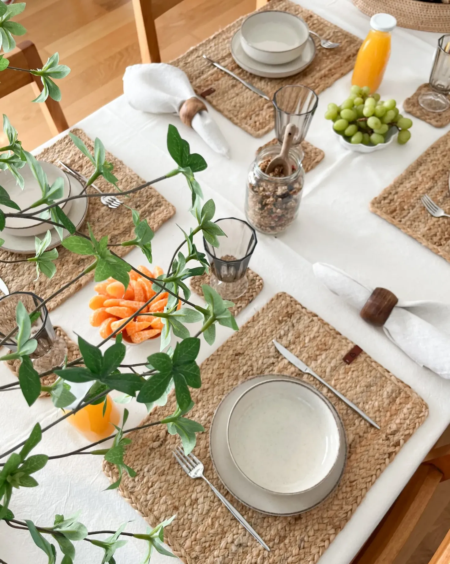 Set di tovagliette e sottobicchieri QUANDONG Iuta Naturale