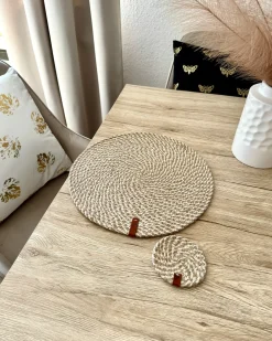 Set di tovagliette e sottobicchieri PIPTURUS Iuta Naturale