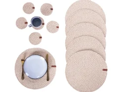 Set di tovagliette e sottobicchieri PIPTURUS Iuta Naturale
