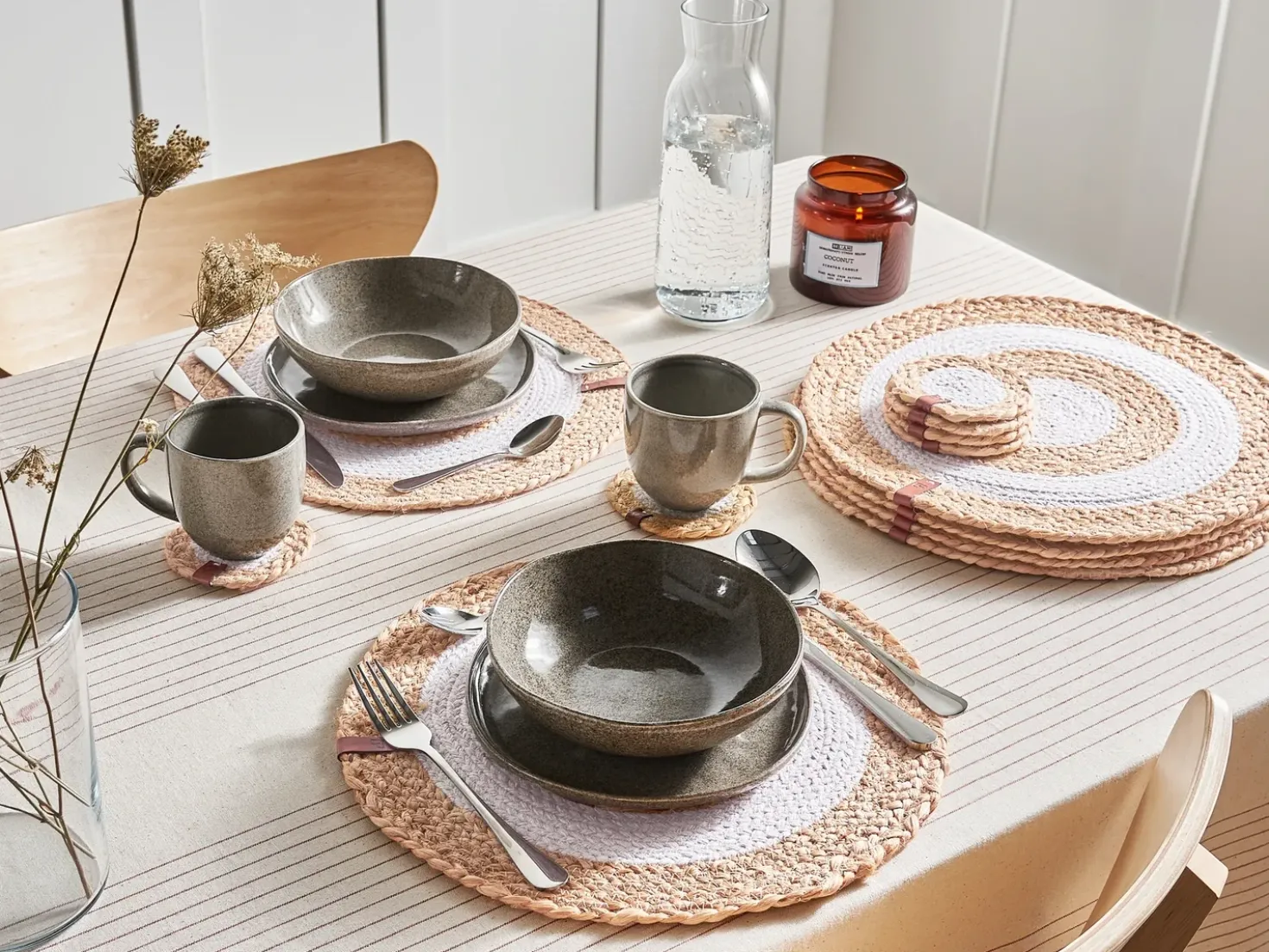 Set di tovagliette e sottobicchieri TUMERIC Iuta Naturale
