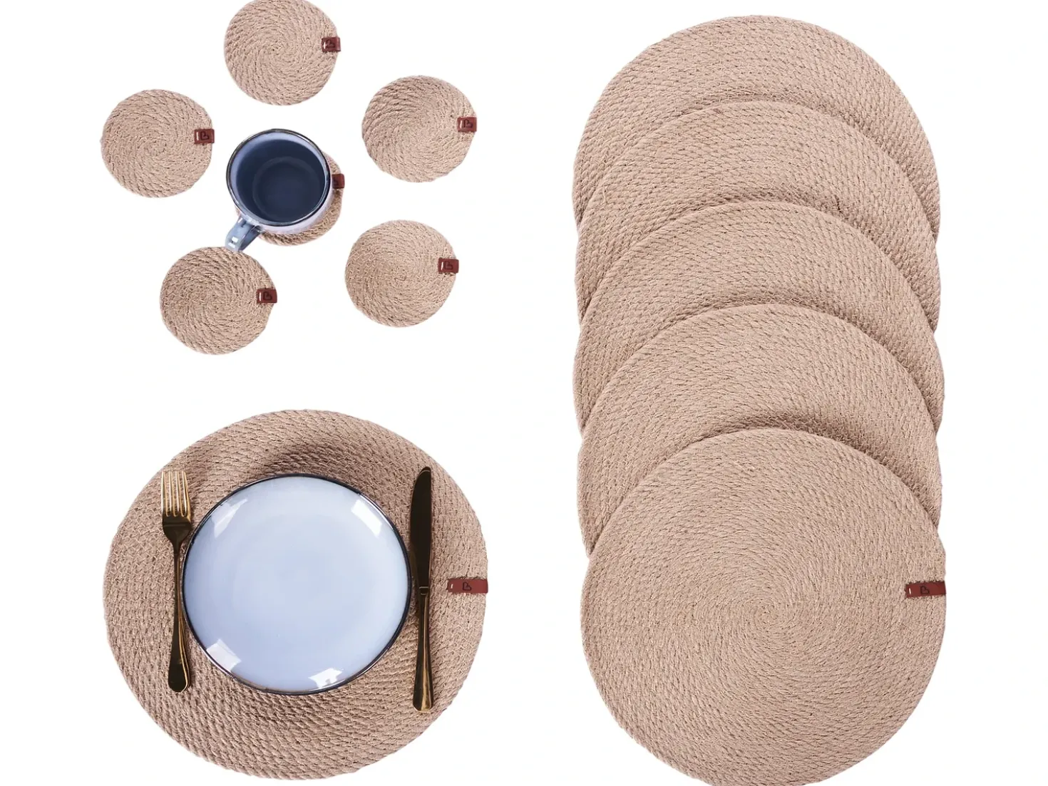 Set di tovagliette e sottobicchieri MUNTRIES Iuta Naturale