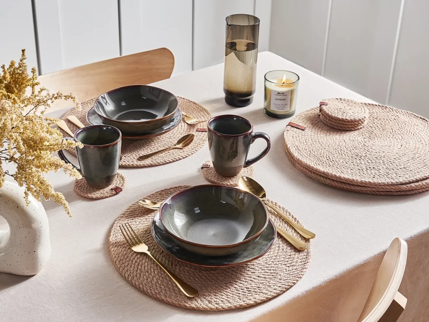 Set di tovagliette e sottobicchieri MUNTRIES Iuta Naturale