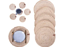 Set di tovagliette e sottobicchieri QUININE Iuta Naturale