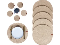 Set di tovagliette e sottobicchieri BUSHMINT Iuta Naturale