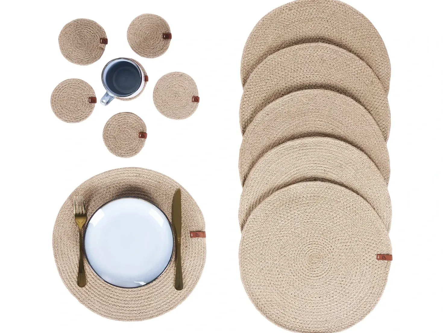 Set di tovagliette e sottobicchieri BUSHMINT Iuta Naturale