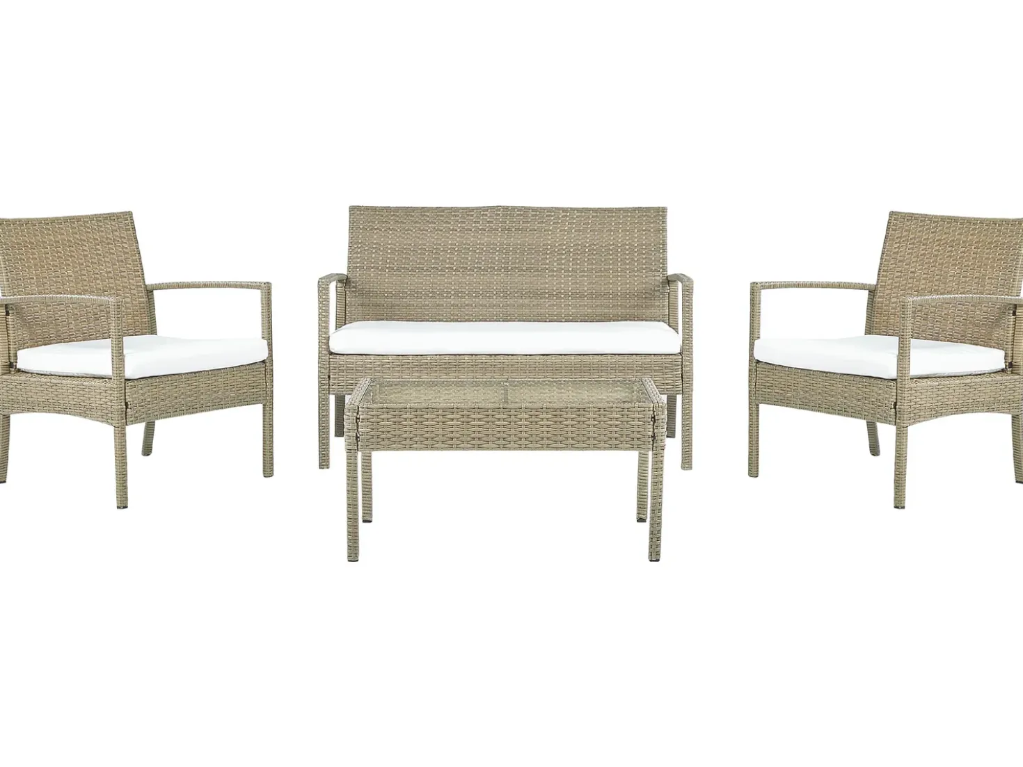 Set divani con tavolino MARSALA Rattan sintetico (PE) Marrone chiaro