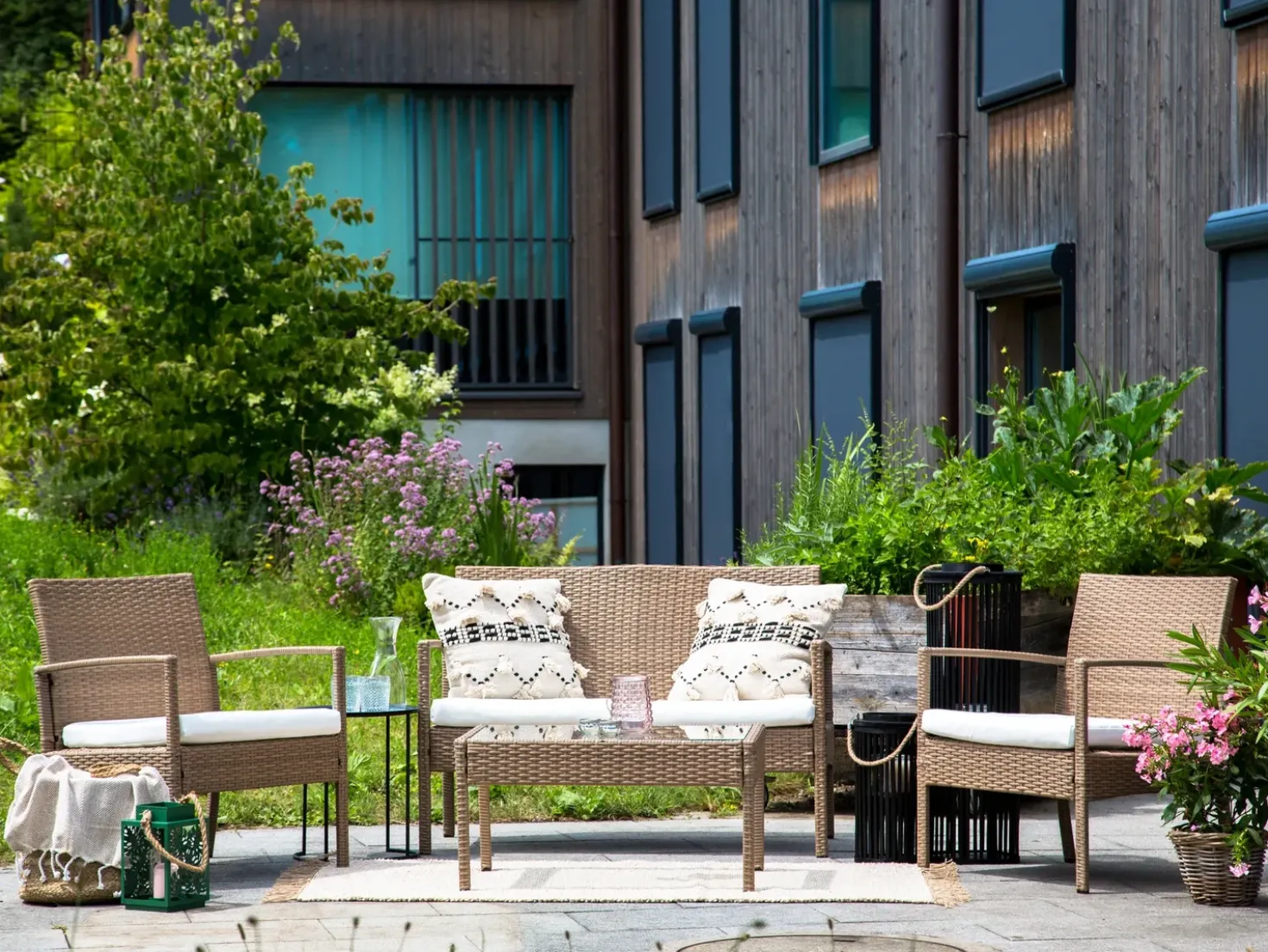 Set divani con tavolino MARSALA Rattan sintetico (PE) Marrone chiaro