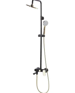 Set doccia con miscelatore e soffione a pioggia GURARA Nero/Oro