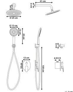Set doccia da incasso con soffione a pioggia TINGUIRIRICA Oro