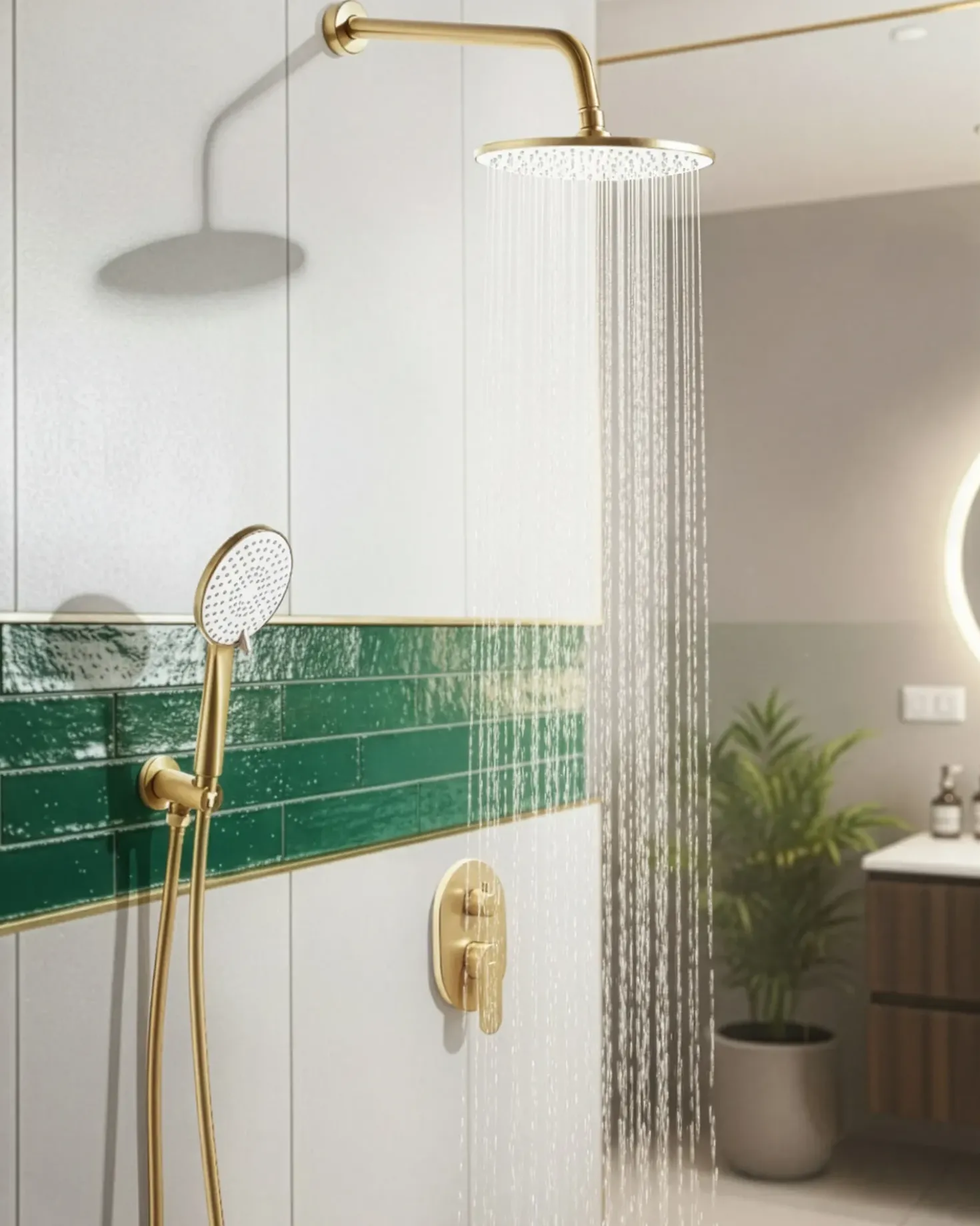 Set doccia da incasso con soffione a pioggia TINGUIRIRICA Oro