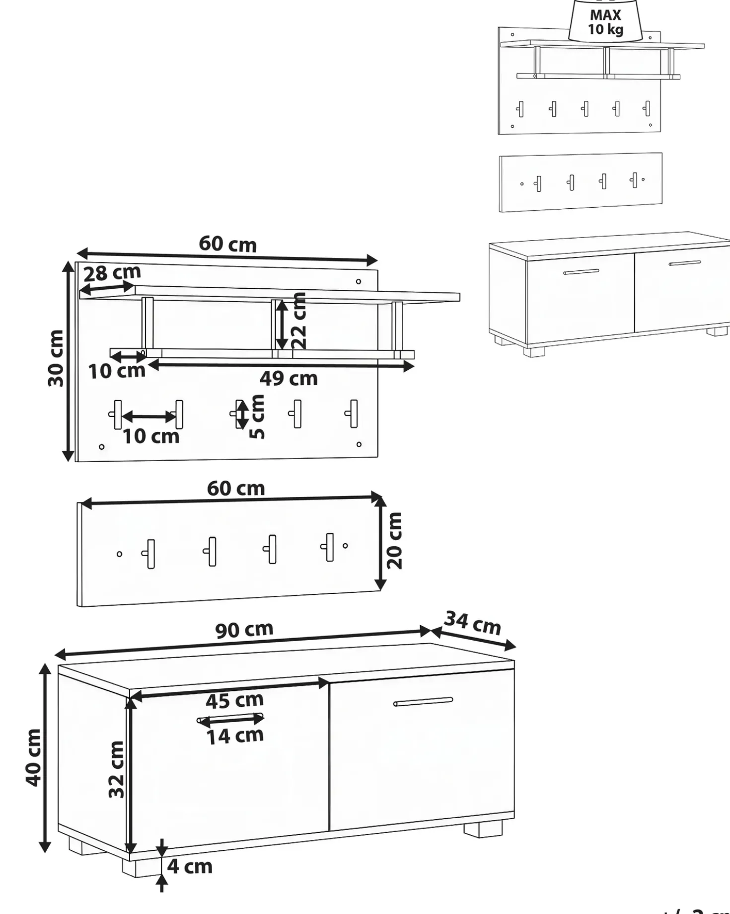 Set per corridoio ESTEVAN Bianco