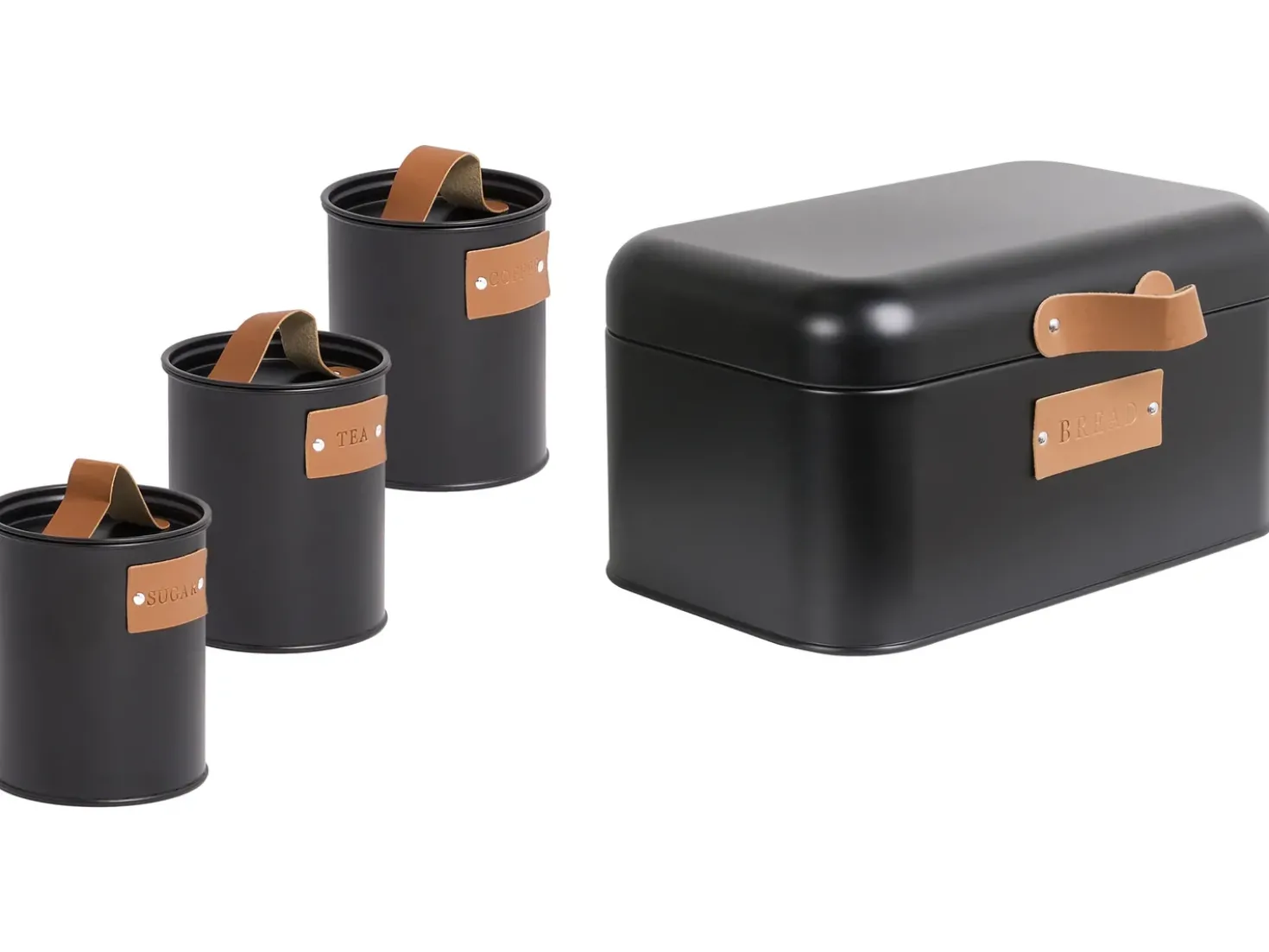 Set Portapane e Barattoli 4 Pezzi REVERIE Metallo Nero