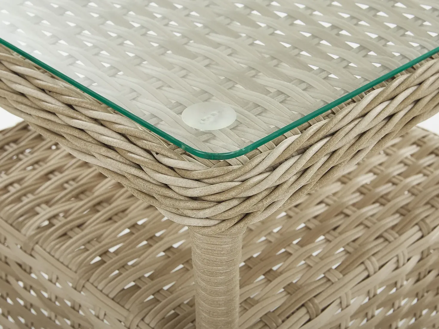 Set salotto da giardino con tavolo e pouf 2 posti PONZA Rattan sintetico (PE) Beige